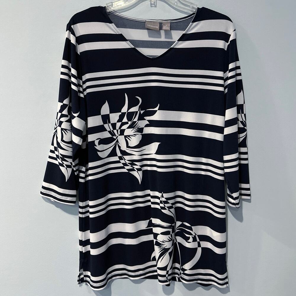 Chico's 3/4 Sleeve Top Women's Size Large